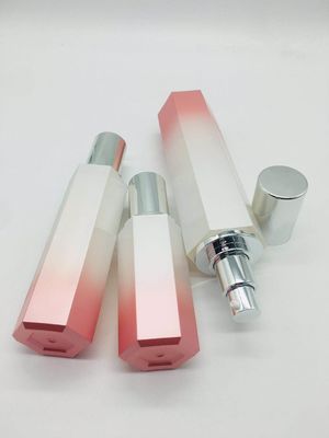 Hexagon Pink Plastic Airless Bottle Cosmetic Lotion Container Liquid Packaging