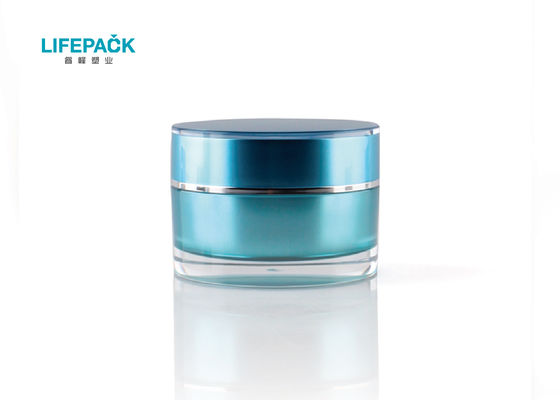 pots 50ml cosmétiques de luxe bleus pour des cosmétiques, conteneurs vides de maquillage de cylindre