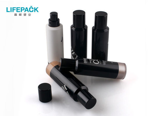 La bouteille privée d'air acrylique du cylindre 35ml/plastique blanc de noir composent la bouteille
